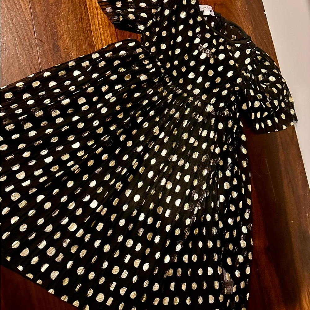 Chic Black and Gold Polka Dot Dress